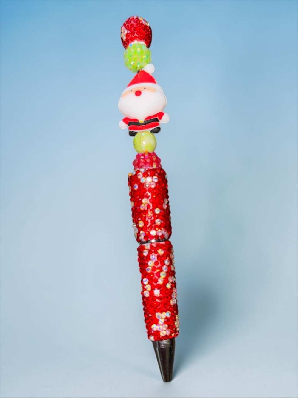 Red Santa Beaded Pen - Holiday Accessory